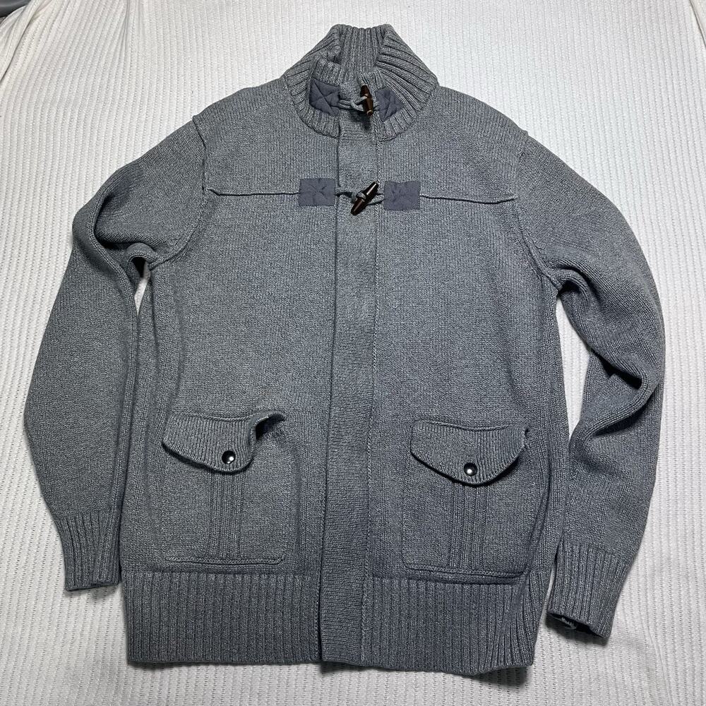 Banana Republic Men’s Cotton Zip Cardigan Collared Toggles Gray Large